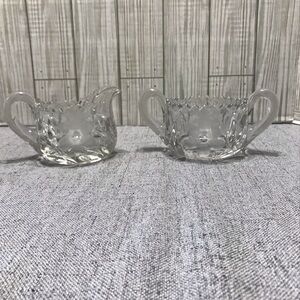 Vintage Cut glass Creamer and open Sugar Bowl set